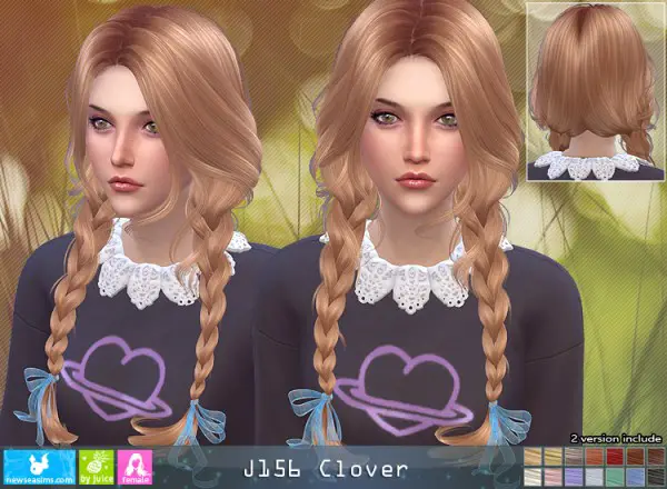 NewSea: J156 Clover Hair for Sims 4