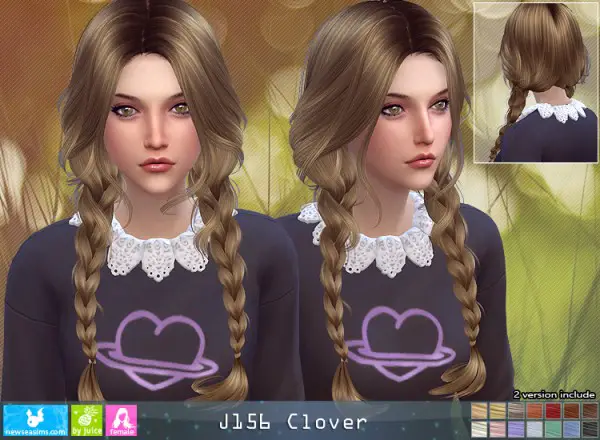 NewSea: J156 Clover Hair for Sims 4