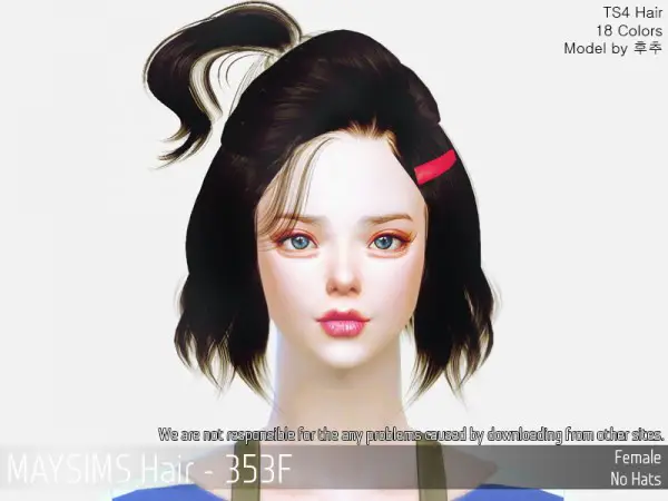 MAY Sims: MAY350F Hair retextured for Sims 4