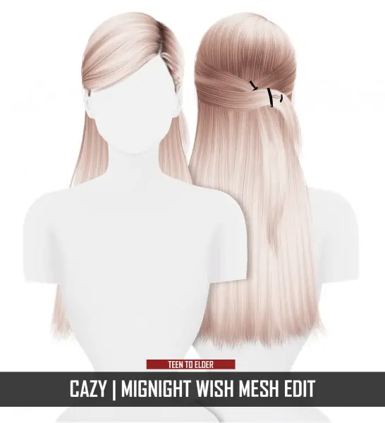 Coupure Electrique: Cazy`s Mignight Wish Hair Retextured for Sims 4