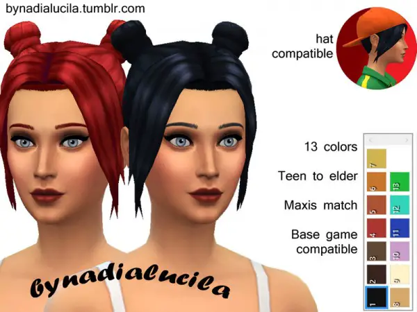 The Sims Resource: Bunbun Hair Retextured by bynadialucila for Sims 4