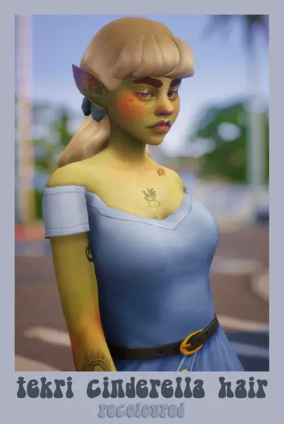 Cowplant Pizza: Cinderella hair recolored for Sims 4