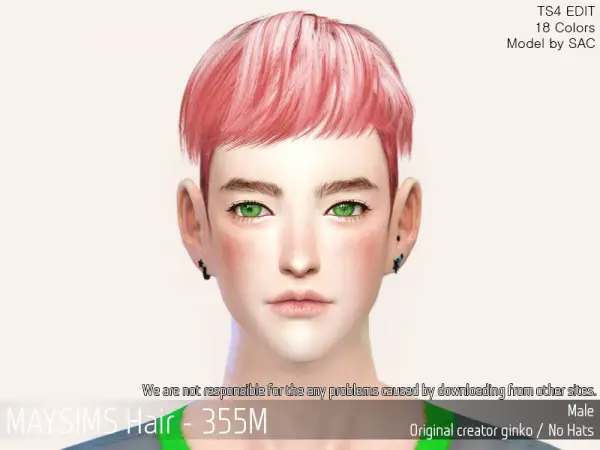 MAY Sims: MAY355M Hair retextured for Sims 4