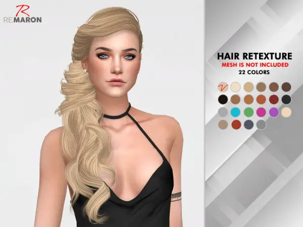 The Sims Resource: Persephone Hair Retextured by Remaron for Sims 4