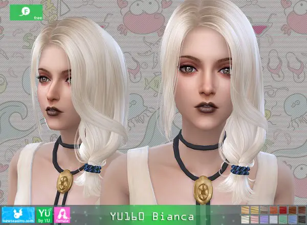 NewSea: YU160 Bianca hair for Sims 4