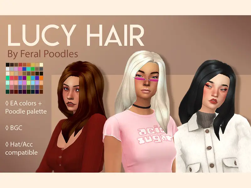 The Sims Resource Lucy Hair By Feralpoodles Sims 4 Hairs