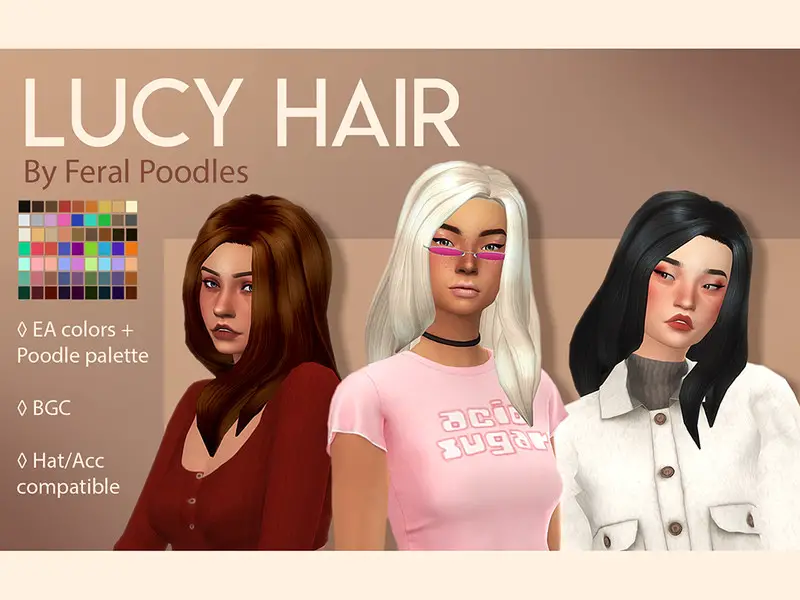 The Sims Resource: Lucy Hair by feralpoodles - Sims 4 Hairs