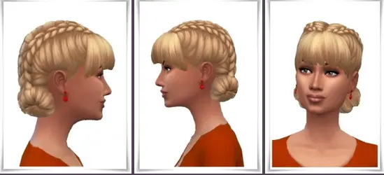 sims 4 double bun hair with bangs