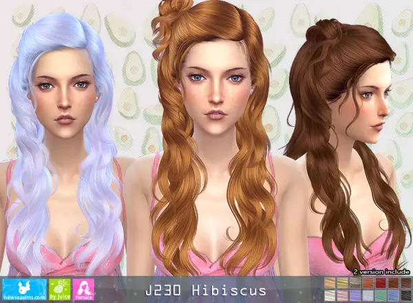 NewSea: J230 Hibiscus hair for Sims 4