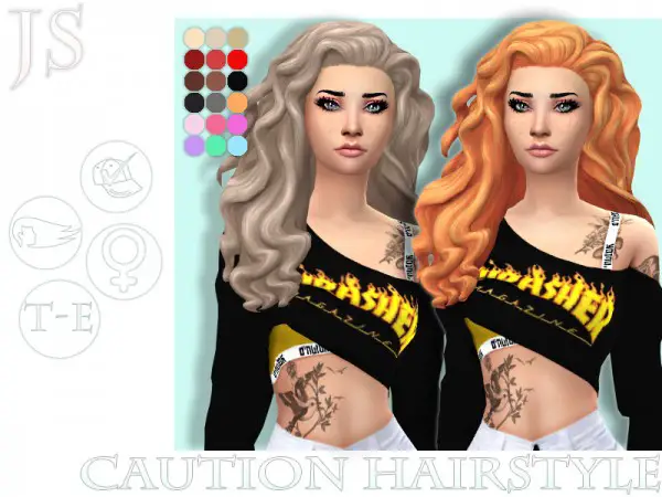 The Sims Resource: Caution Hair by JavaSims for Sims 4