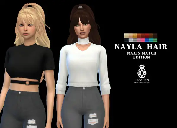 Leo 4 Sims: Nayla Hair recolored for Sims 4