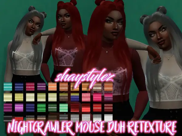 The Sims Resource: Nightcrawler`s Mouse Duh Hair Retextured by shaystylez for Sims 4