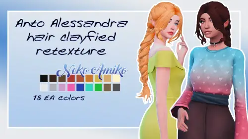  Neko Amiko: Skysims120 Hair, Nightcrawler Flirt and Anto`s Alessandra hair retextured for Sims 4