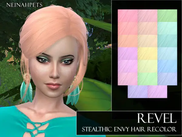 The Sims Resource: Stealthic`s Envy Hair Recolored by neinahpets for Sims 4