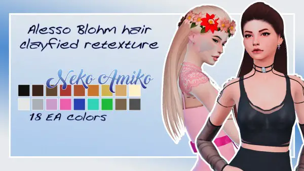 Neko Amiko: Anto`s Blohm hair retextured for Sims 4