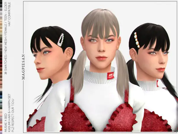The Sims Resource: Kasumi Hair set by magpiesan for Sims 4