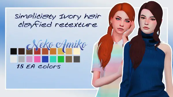 Neko Amiko: Simpliciaty`s Ivory hair retextured for Sims 4