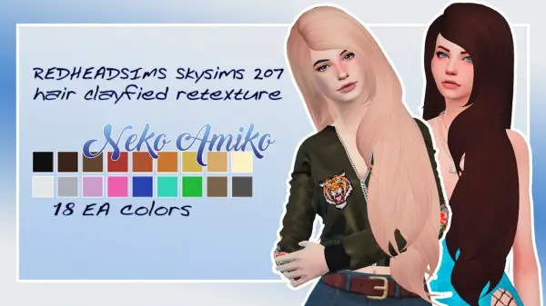 Neko Amiko: Skysims 207 hair retextured for Sims 4
