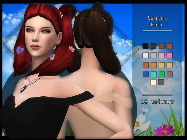 The Sims Resource: Saules Hair with flowers by OranosTR for Sims 4