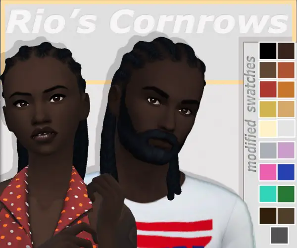 Dbasiasimbr: Rio`s Cornrows Hair Retextured for Sims 4
