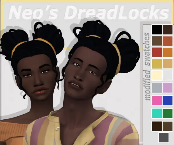 Dbasiasimbr: Neo`s Dreadlocks Hair retextured for Sims 4