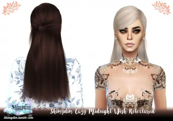 Shimydim: Cazy`s Midnight Wish Hair Retextured for Sims 4