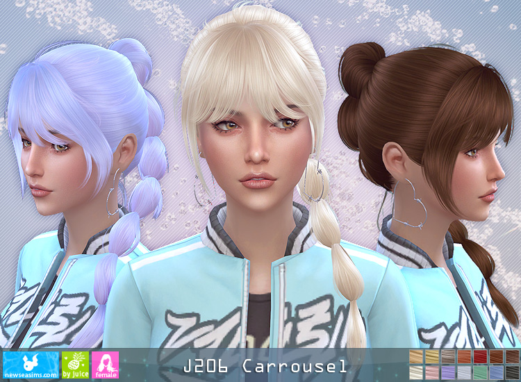 NewSea J206 Carrousel hair Sims 4 Hairs