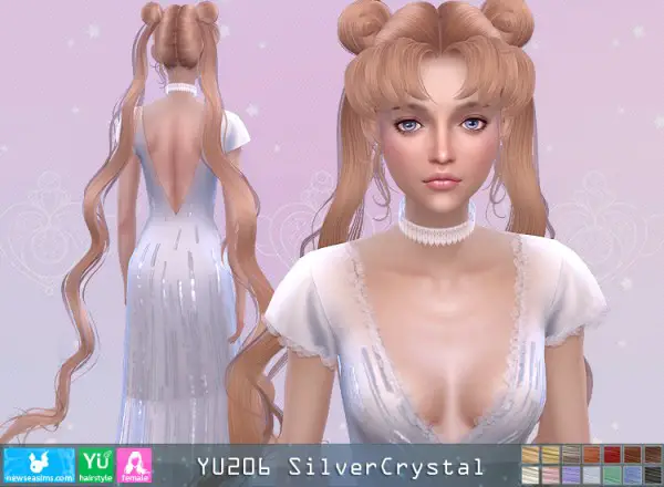 NewSea: YU206 Silver Crystal hair for Sims 4