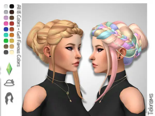 The Sims Resource: Nadia Bun Hair by TekriSims for Sims 4