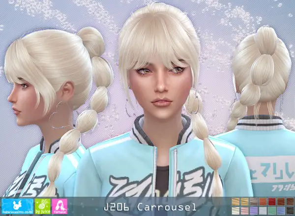 NewSea: J206 Carrousel hair for Sims 4
