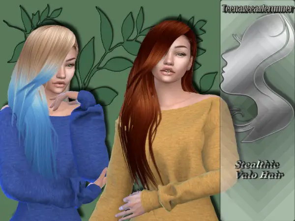 The Sims Resource: Stealthic`s Valo Hair Recolored by Teenageeaglerunner for Sims 4
