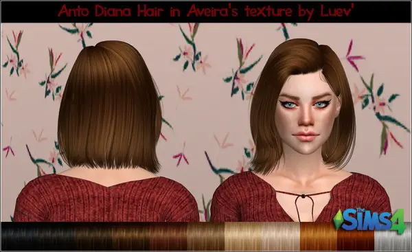 Mertiuza: Anto`s Diana Hair Retextured for Sims 4