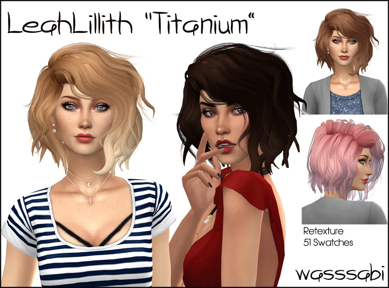 Wasssabi Sims Leahlillith`s Titanium Hair Retextured Sims 4 Hairs