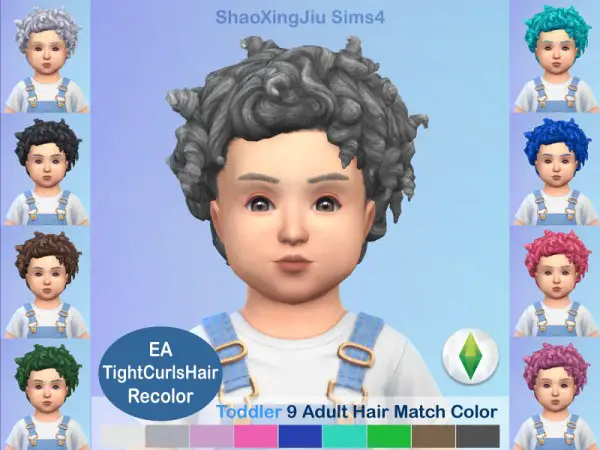 The Sims Resource: Tight Curls Hair Recolored by jeisse197 for Sims 4