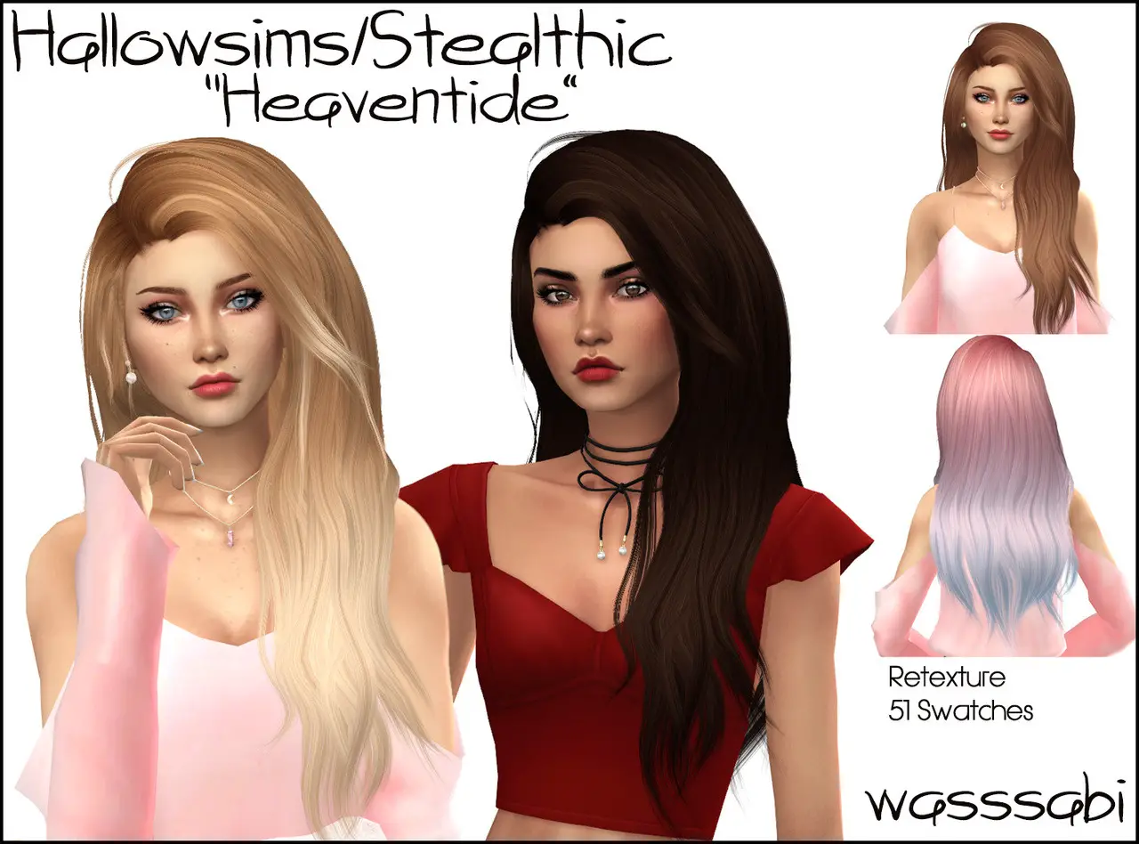 Sims 4 Hairs ~ Wasssabi Sims: Stealthic`s Heaventide Hair Retextured