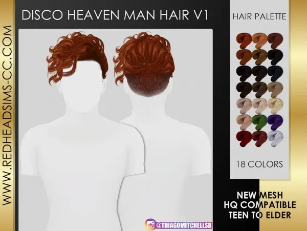 Coupure Electrique: Disco haeven man hair retextured for Sims 4