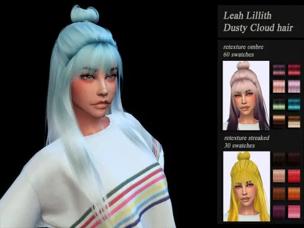 The Sims Resource: LeahLillith`s Dusty Cloud Hair Retextured by Jenn Honeydew Hum for Sims 4