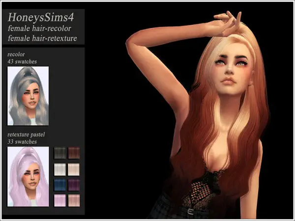 The Sims Resource: LeahLillith`s Patience hair retextured by Jenn Honeydew Hum for Sims 4