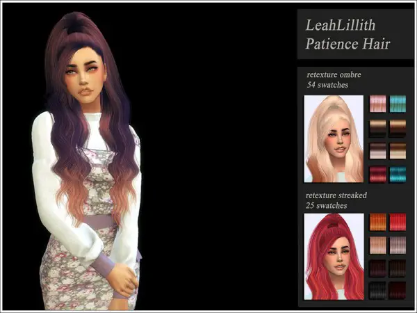 The Sims Resource: LeahLillith`s Patience hair retextured by Jenn Honeydew Hum for Sims 4