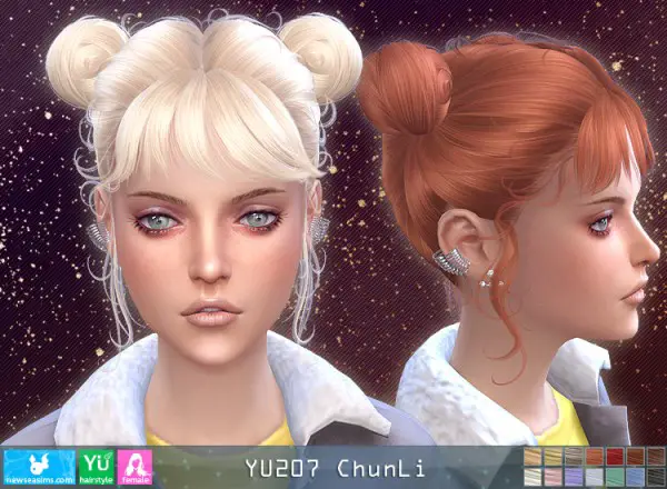 The Sims Resource: YU207 Chun Li hair for Sims 4