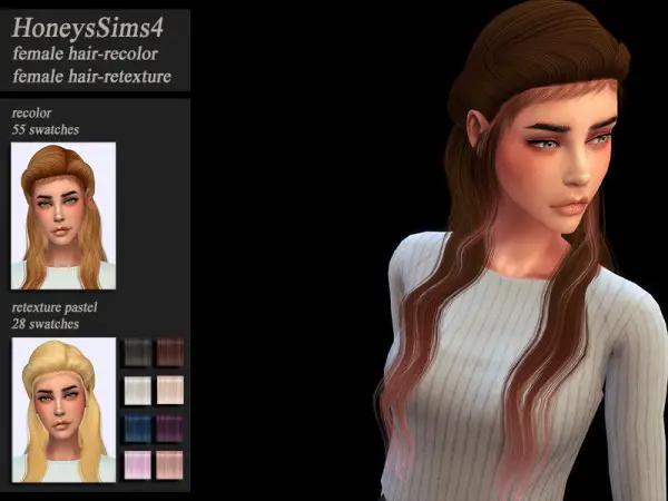 The Sims Resource: Ade Darma`s Daenery Hair Retextured by Jenn Honeydew Hum for Sims 4