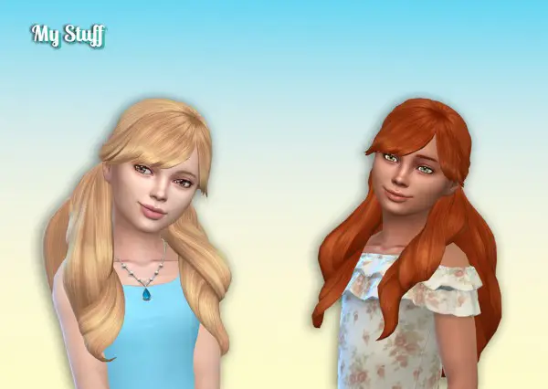 Mystufforigin: Florence Hair retextured for Girls for Sims 4