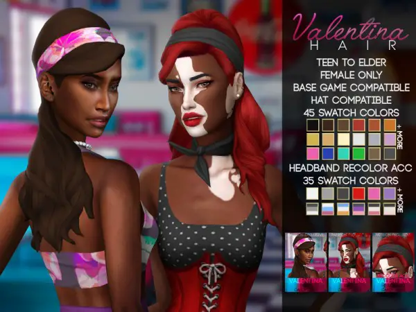 The Sims Resource: Valentina Hair by c4ndypr1ncess for Sims 4