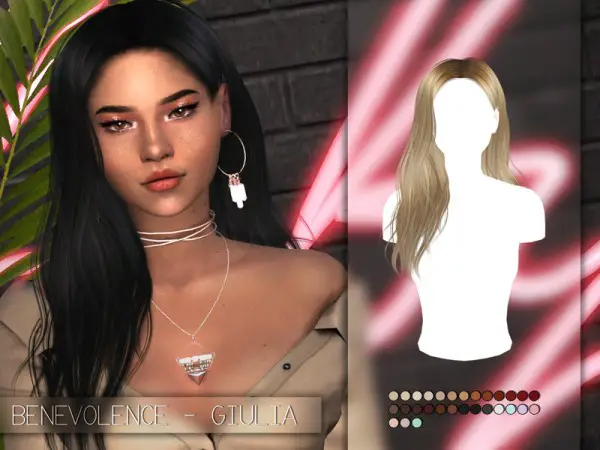 The Sims Resource: Giulia Hair Alpha Edit by Benevolence c for Sims 4