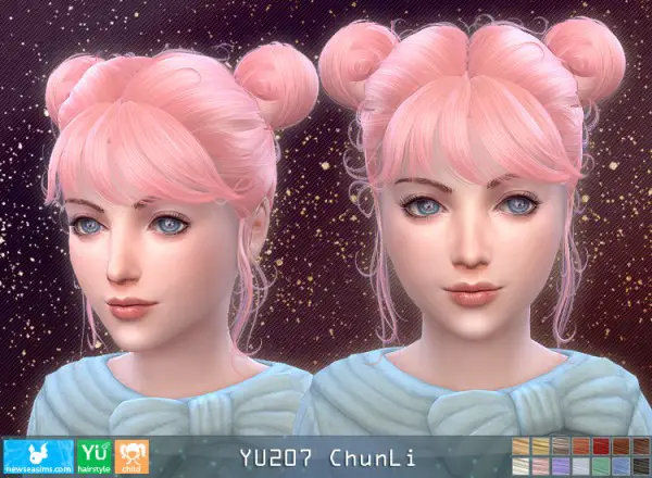 NewSea: YU207 Chun Li hair for girls for Sims 4