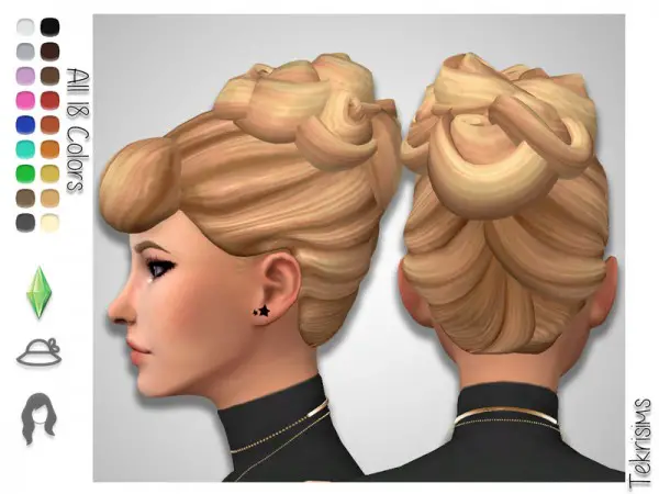 The Sims Resource: Cinderella Bun Realistic Hair for Sims 4