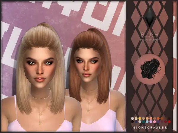 The Sims Resource: Blush Hair by Nightcrawler Sims for Sims 4