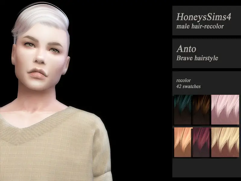 The Sims Resource Anto S Brave Hair Retextured By Jenn Honeydew Hum