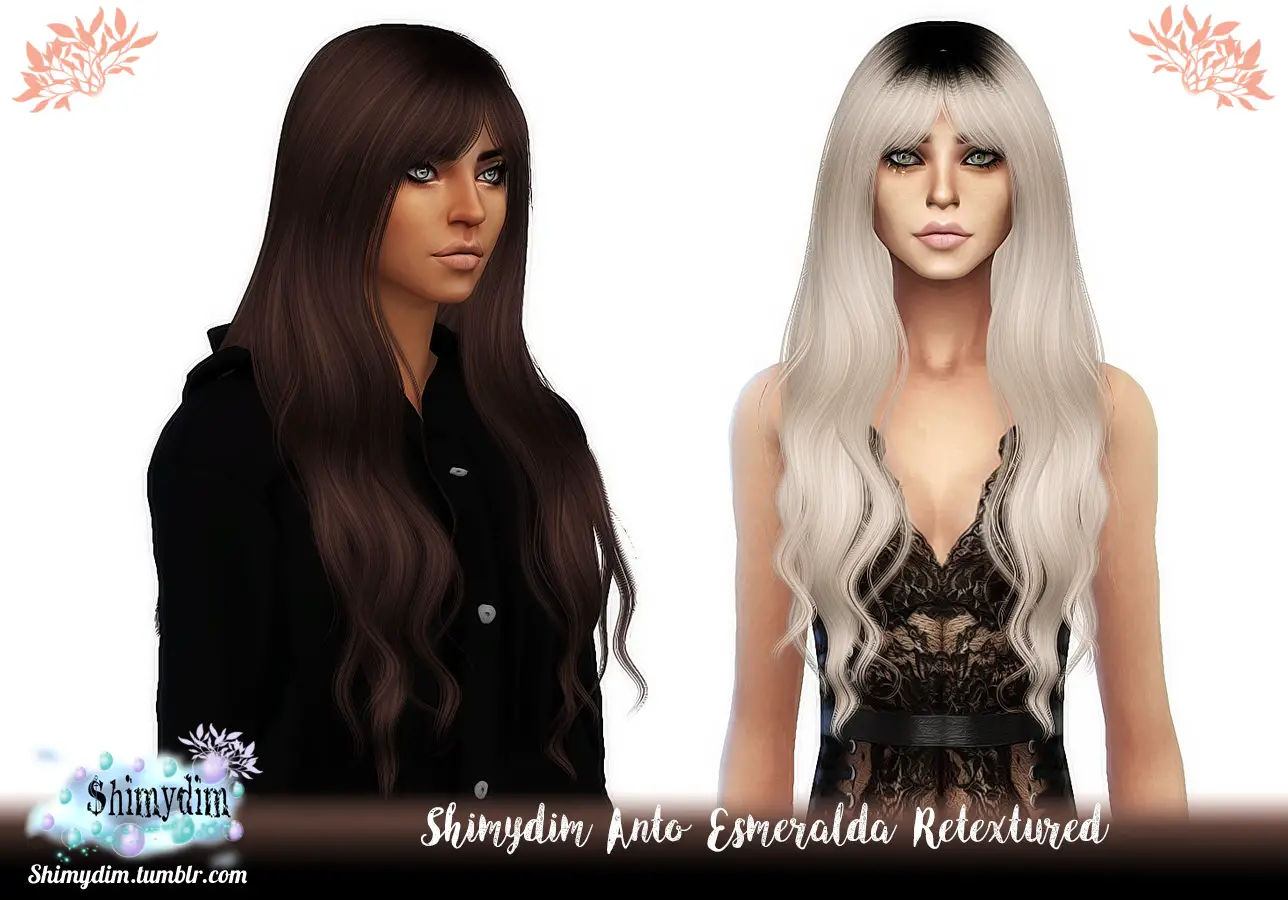 Shimydim Anto`s Esmeralda Hair Retextured Sims 4 Hairs