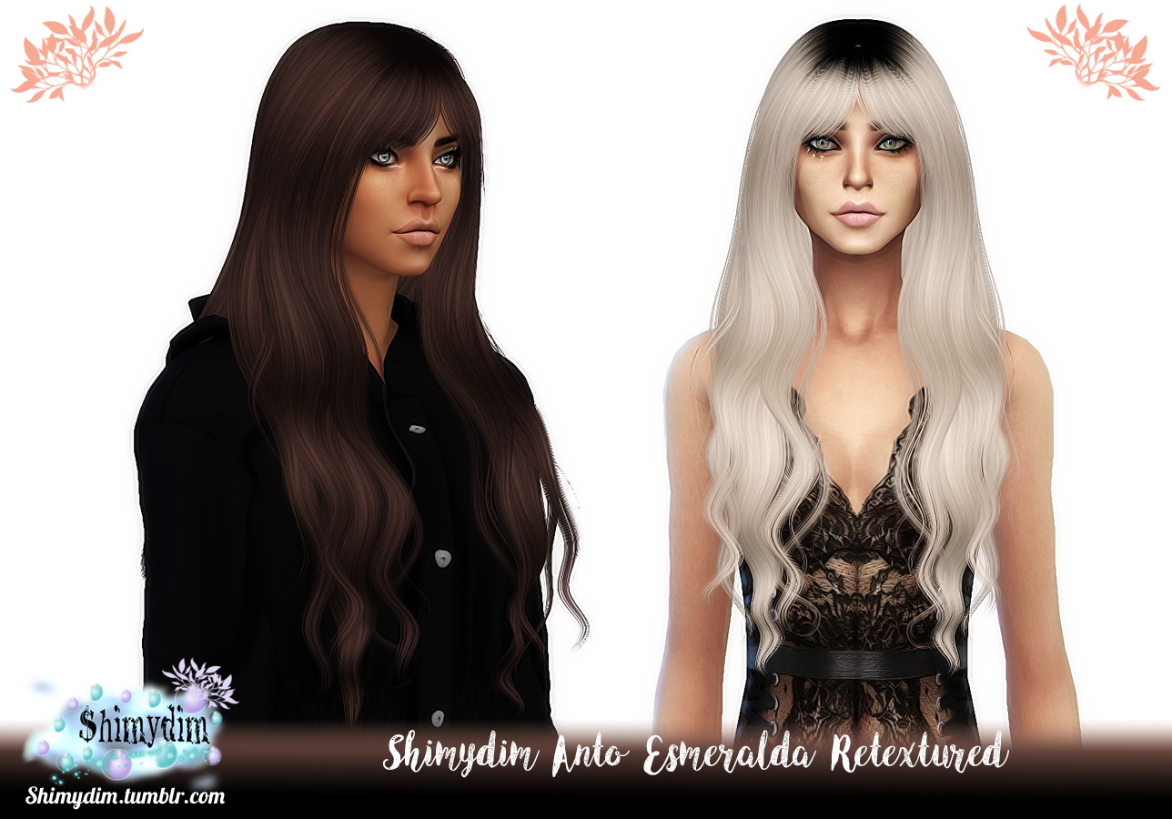 Shimydim Anto`s Esmeralda Hair Retextured Sims 4 Hairs 3445